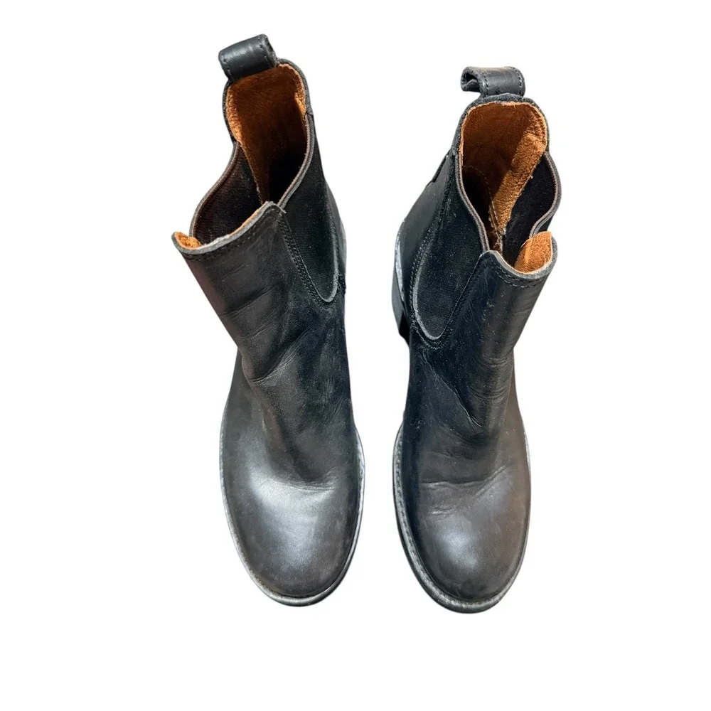 Frye‎ Black Leather Sabrina Chelsea Lug Sole Block Heel Western Boots Women 7.5